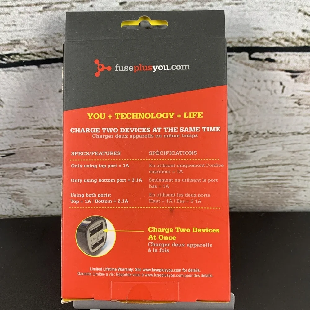 Fuse Plus You 3.1 Amp 2-Port USB Car Charger‎ Adapter Rapid Charging
